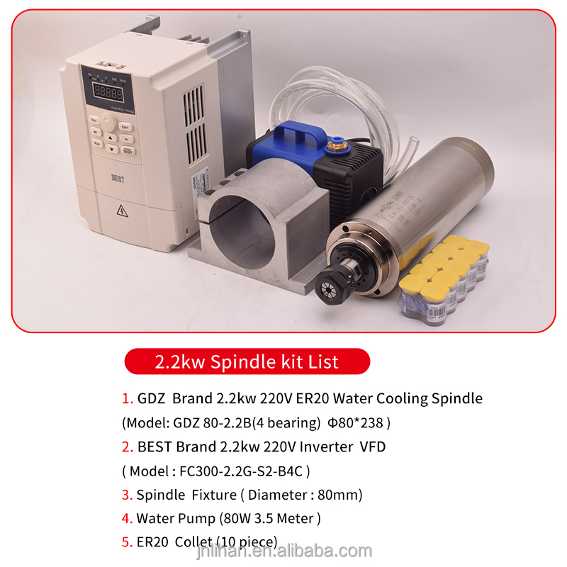 モーターインバーターVFDキットCNCスピンドルモーター2. - 2.2Kw Water Cooled Spindle Kit Vfd のレビューと価格