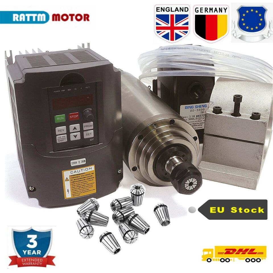 水冷スピンドルモーターキット,CNCフライス盤用,ラウンドス - 2.2Kw Water Cooled Spindle Kit Vfd のレビューと価格