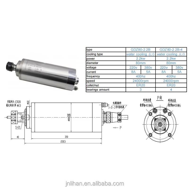 2.2KW 220V 水冷式工作機械スピンドル 水冷式CNC - 2.2Kw Water Cooled Spindle Kit Vfd のレビューと価格